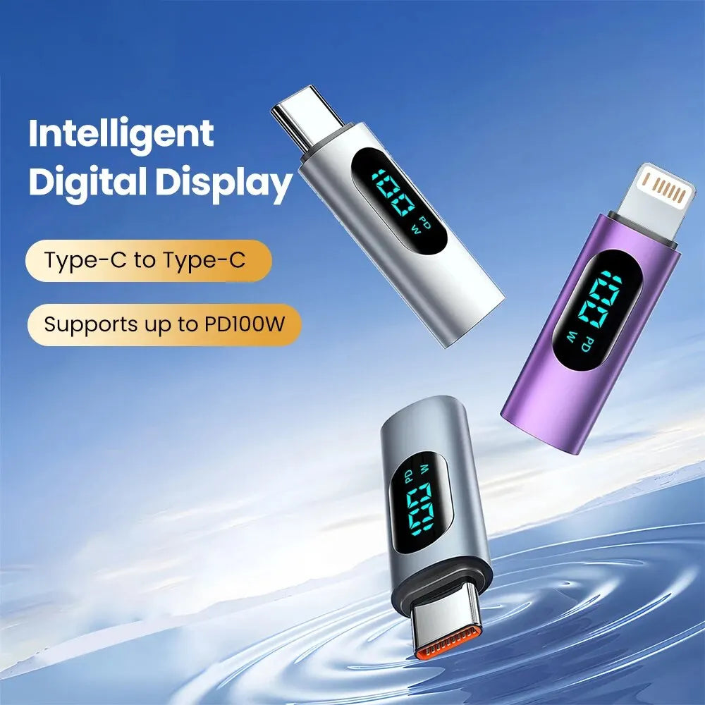 Type C & iOS Fast Charging Convertor Adapter with Digital Display