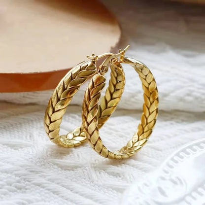 Stainless Steel Vintage Woven Hoop Earrings