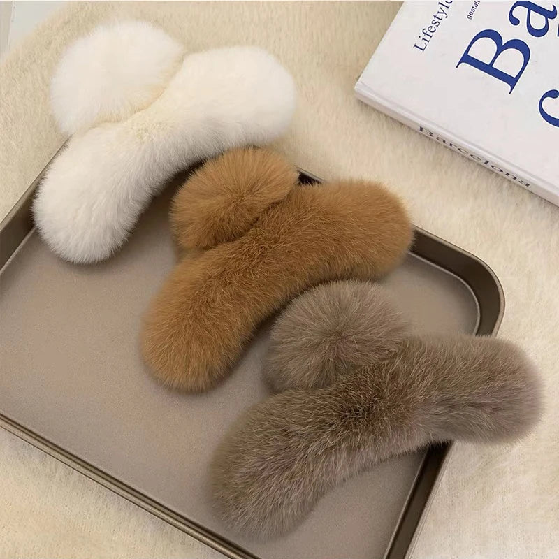 Faux Fur Hair Claw  Plush Hair Clip