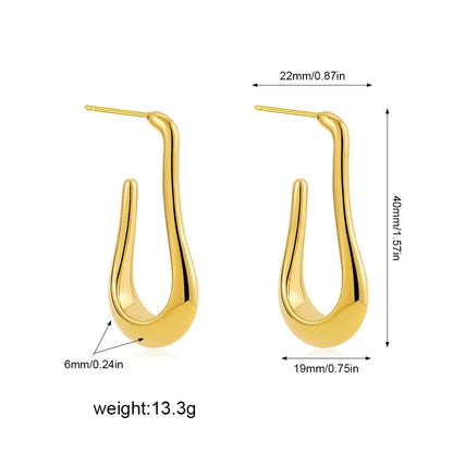 Gold Plated Stainless Steel U Drop Earrings