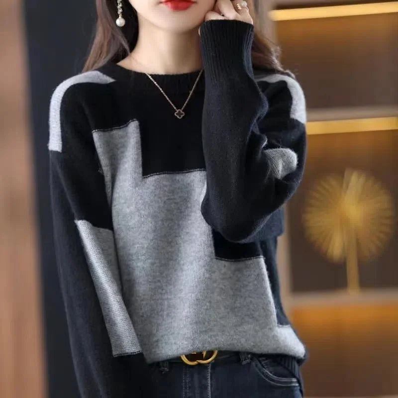 Women's Knitted Color Casual Sweater