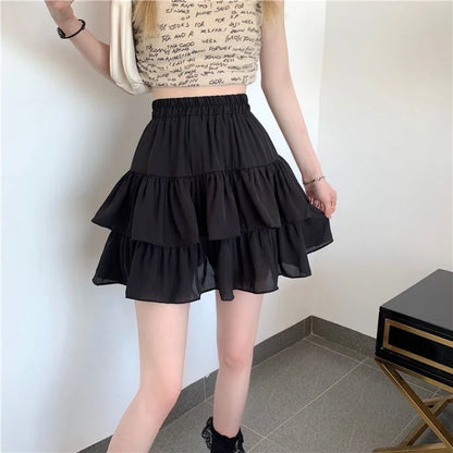 Women's Pleated A-line Ruffle Skirt