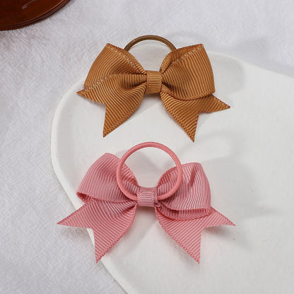 Grosgrain Ribbon Bows Elastic Hair Ties -10Pcs/set