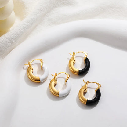 Stainless Steel Vintage Enamel Hoop Earrings