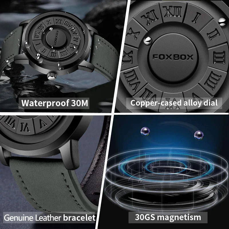 FOXBOX Luxury Scrolling Pointer MagLev Watch