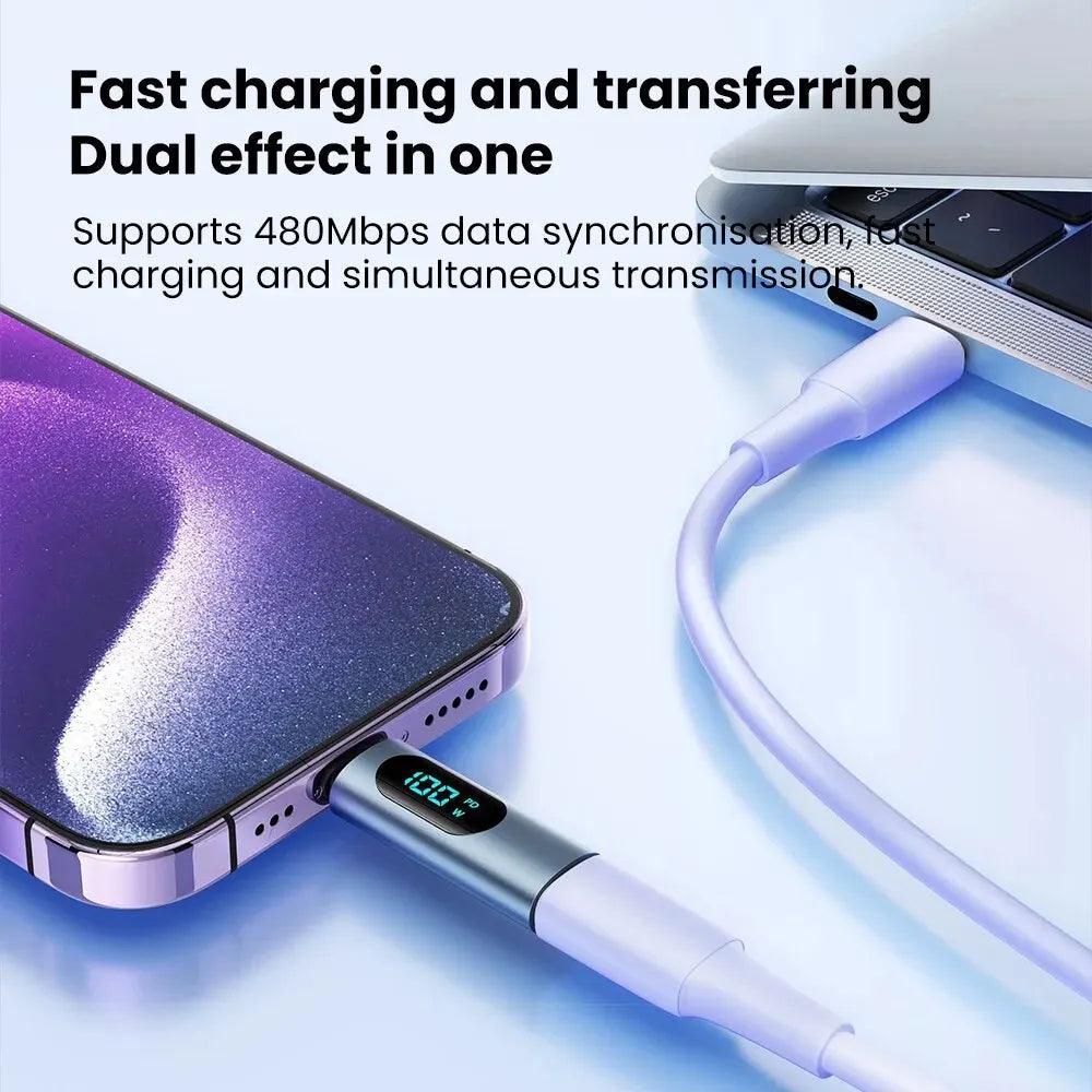 Type C & iOS Fast Charging Convertor Adapter with Digital Display