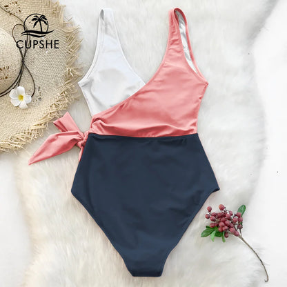 CUPSHE V-neck Lace Up One-Piece Swimsuit