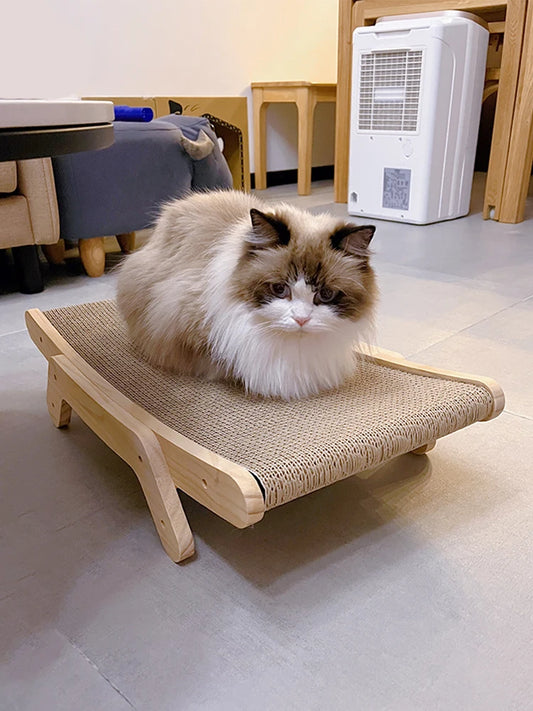 3-In-1 Wooden Cat Scratching Post/ Lounge Bed