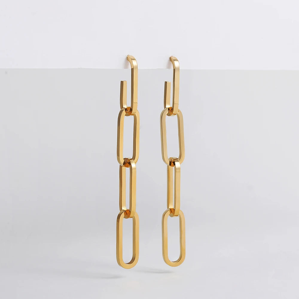 Stainless Steel Link Chain Drop Earrings