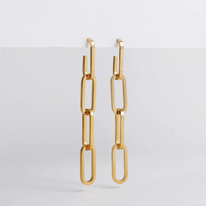 Stainless Steel Link Chain Drop Earrings