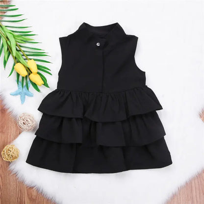 Girls' O-Neck Cake Ruffled Bubble Dress