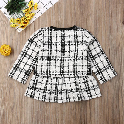 Girls' Plaid Coat Top & Mini Dress 2-Piece Set