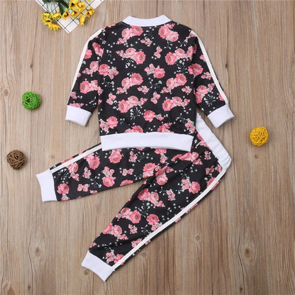 Girls' Floral 2-Piece Tracksuit Set