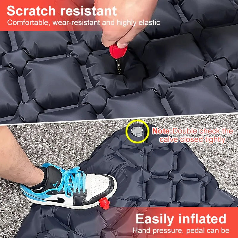 Inflatable Outdoor Camping Mattress With Pillows & Built-in Inflator Pump