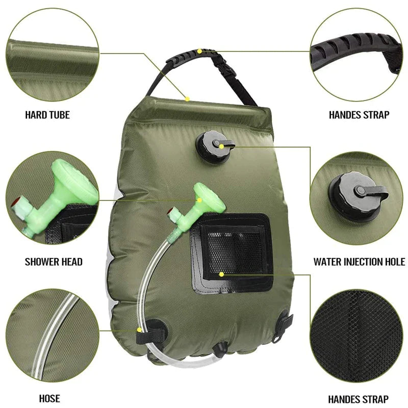 20L Outdoor Camping Solar Heated Shower Bag