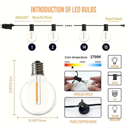 LED G40 Ball String Outdoor Lights