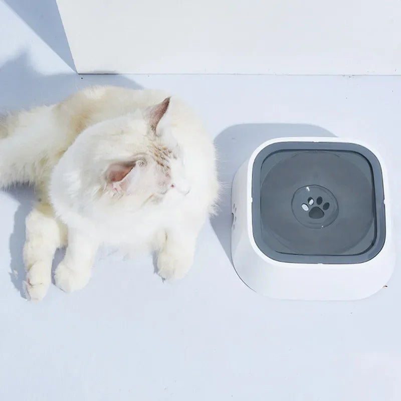 Floating 1.5L Pet Drinking Water Bowl - Anti-Overflow, Large Capacity