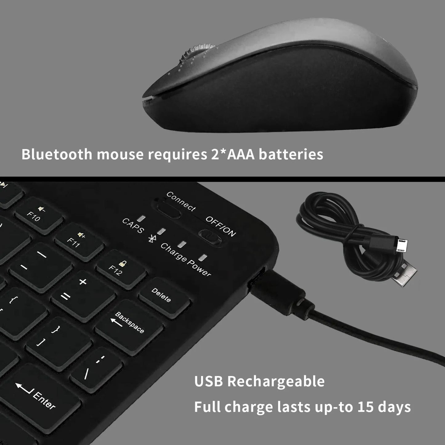 Bluetooth Keyboard & Wireless Mouse Combination