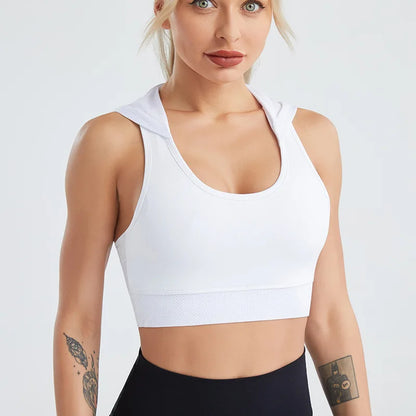 Women's Hooded Sleeveless U-Neck Workout Crop Top