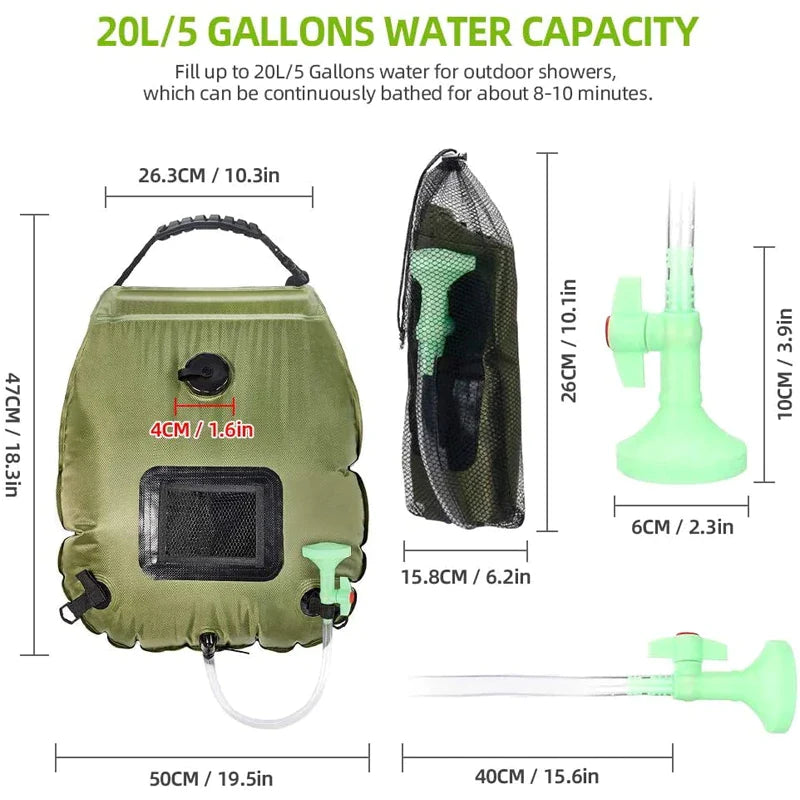 20L Outdoor Camping Solar Heated Shower Bag