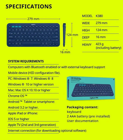 Logitech K380 Wireless Bluetooth  Keyboard